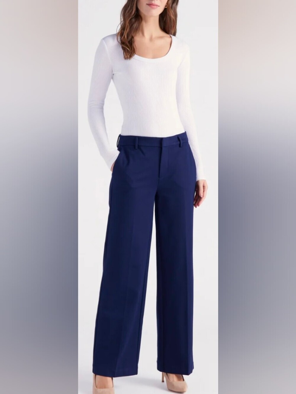 Liverpool Kelsey Navy Wide Leg Trousers 12